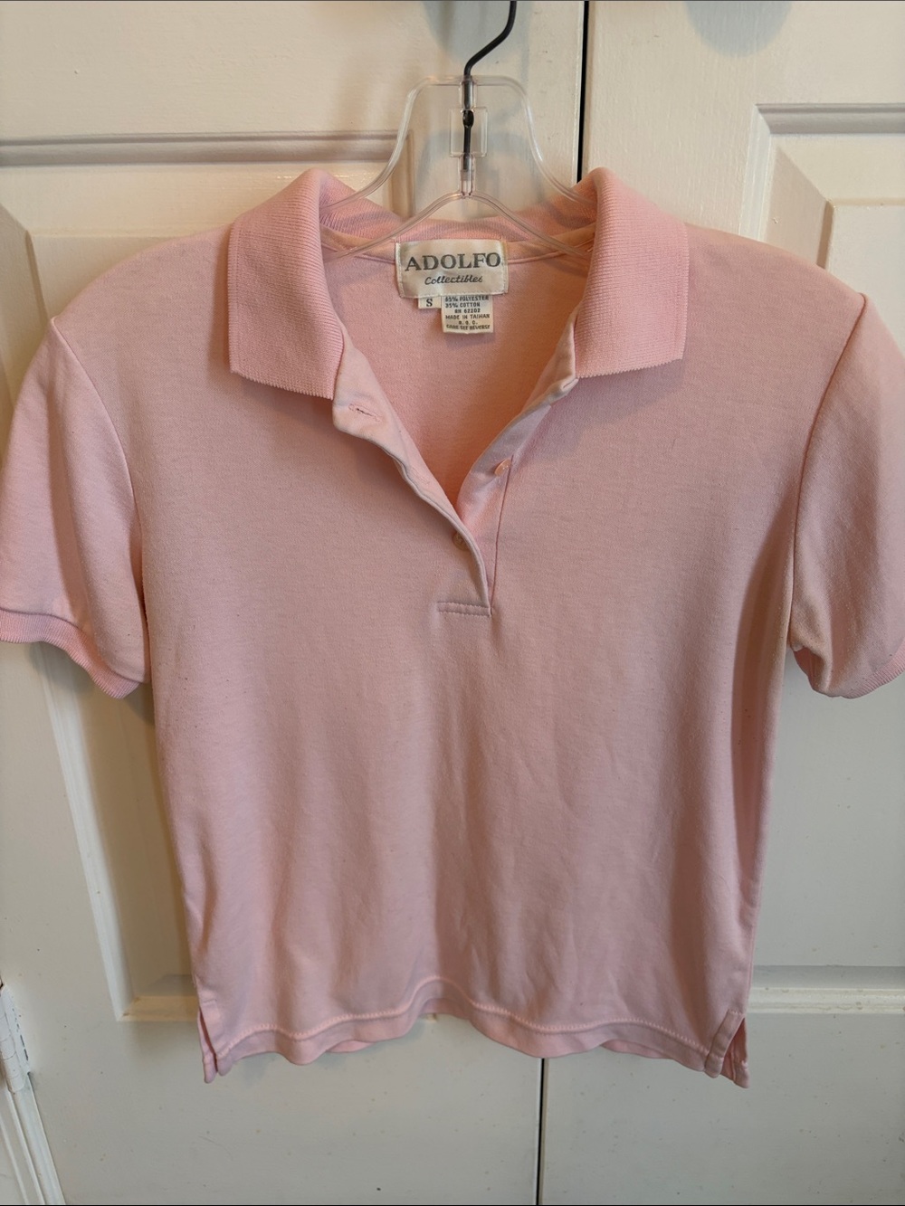 Vintage Adolfo  Short Sleeve Pink Polo